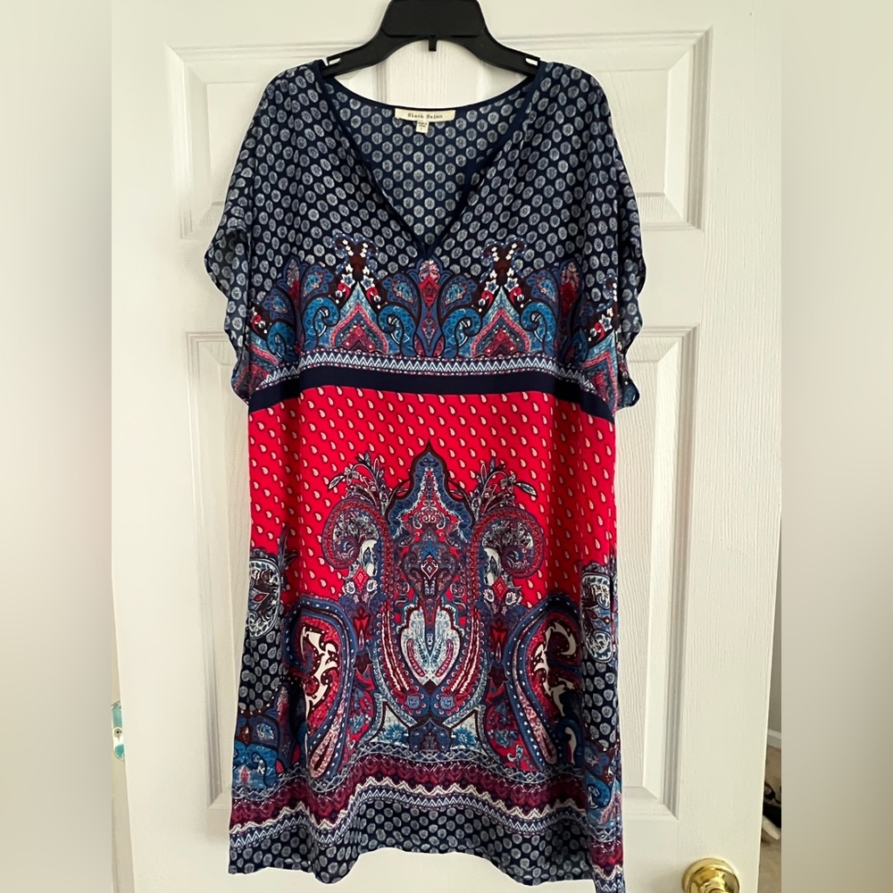 Bohemian Red and Blue Patterned Dress